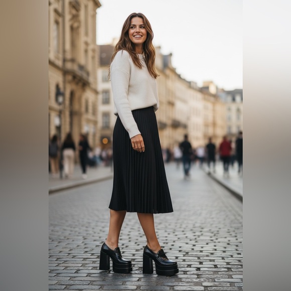 Steve Madden Black Platform Shoes - Picture 2 of 16